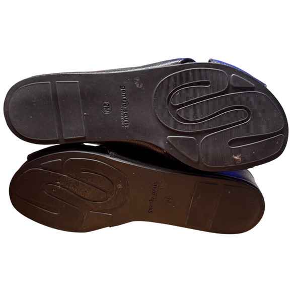 Gentle Souls by KENNETH COLE Gisele Women 9 Black Leather Slip On Sandals X-Band - Picture 11 of 12